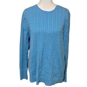 Land’s End Blue Cable Knit Sweater. Size XL (18/20). Crew Neck .